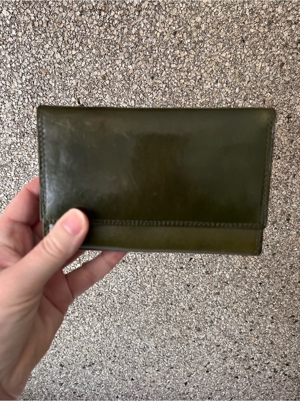 Italian leather Vera Pelle Olive-Tone Leather Card Wallet